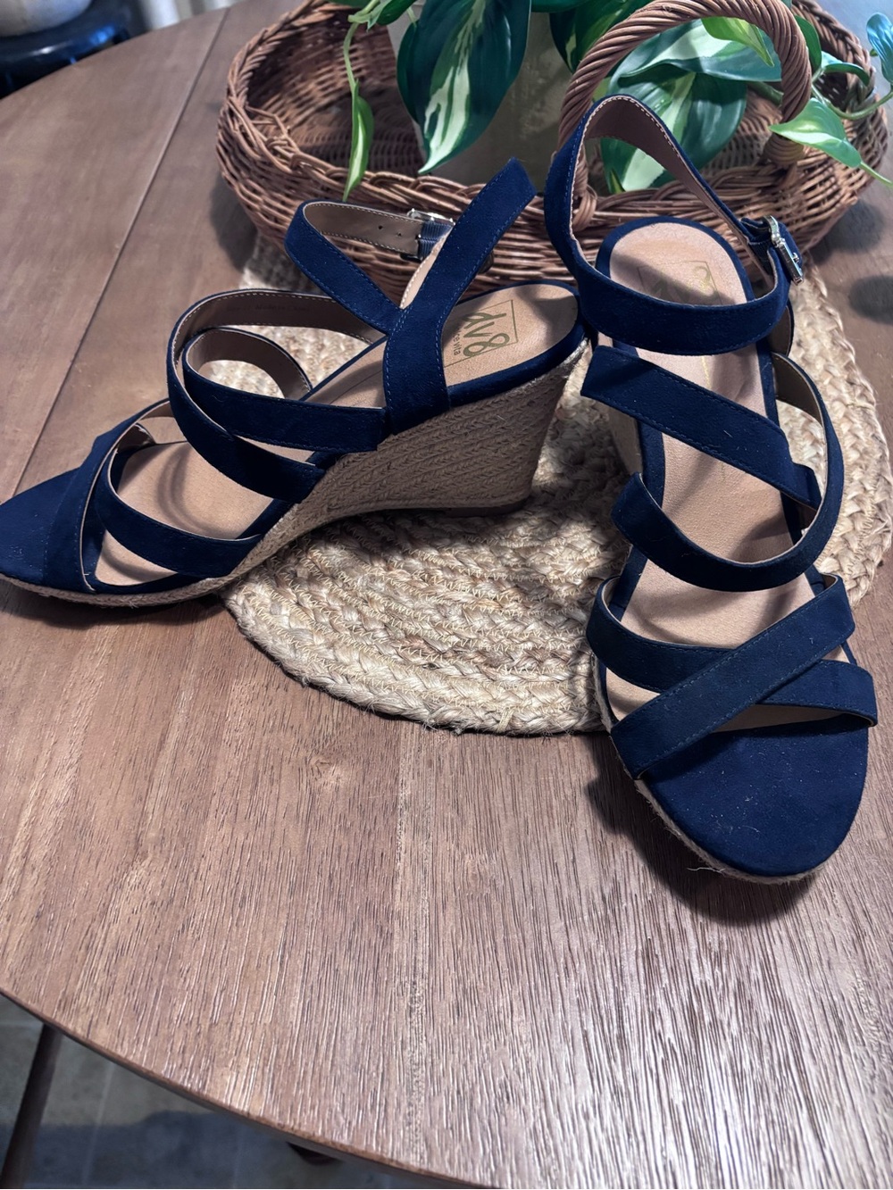 DV8 Plume Ankle Strap Espadrille Wedge Dolce Vita in Navy Blue